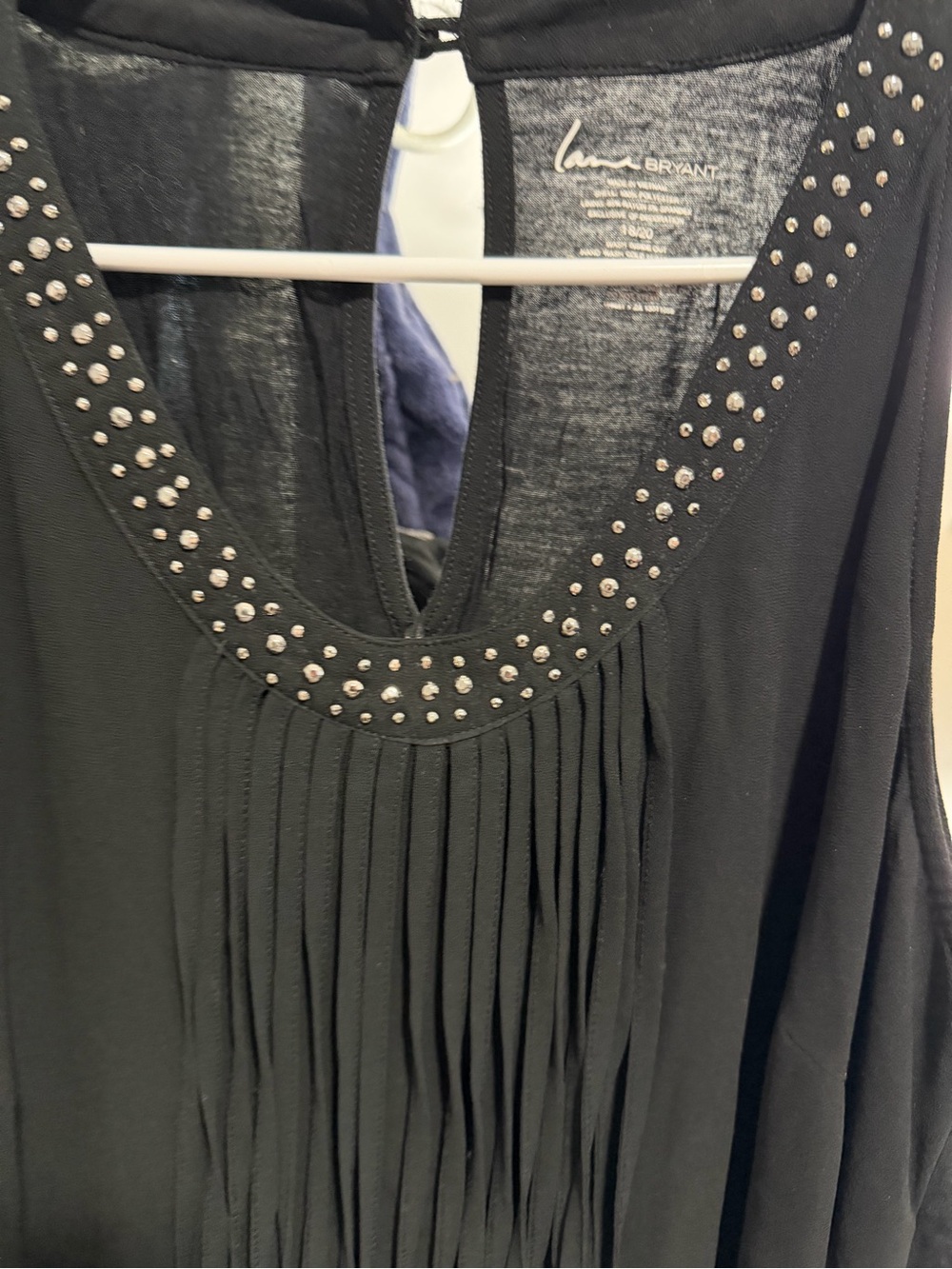 Lane Bryant Black Studded Fringe Sleeveless Camisole - Picture 3 of 5